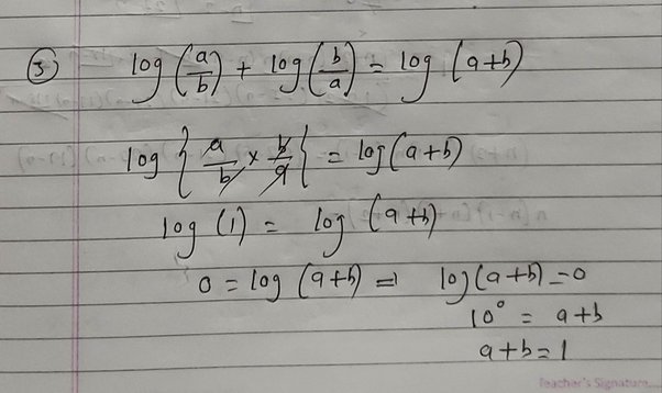 log a/b + log b/a