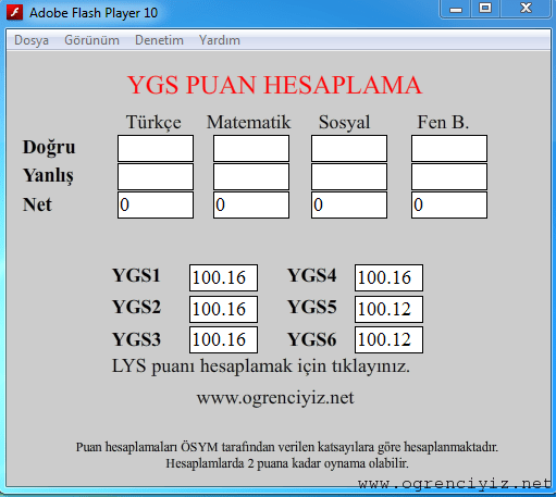 2014 ygs puan ve sıralama hesaplama