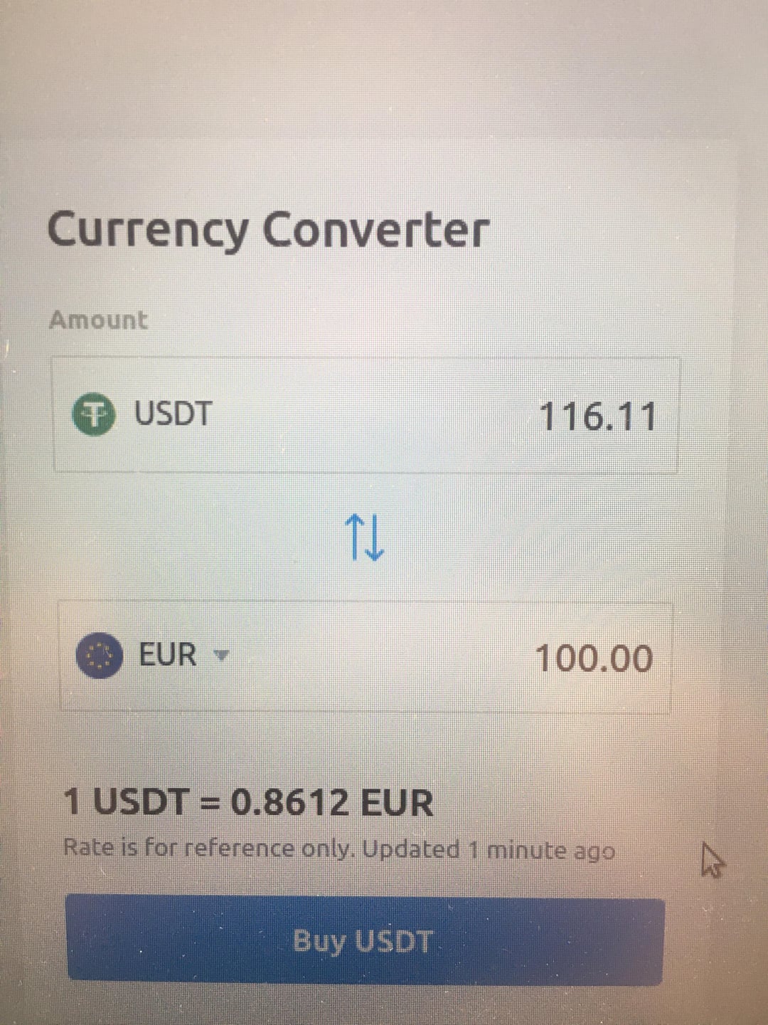 1 usdt to euro