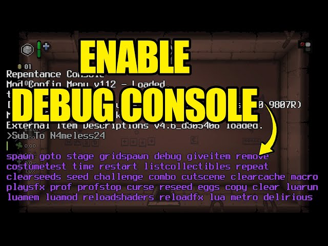 how to open debug menu in binding of isaac