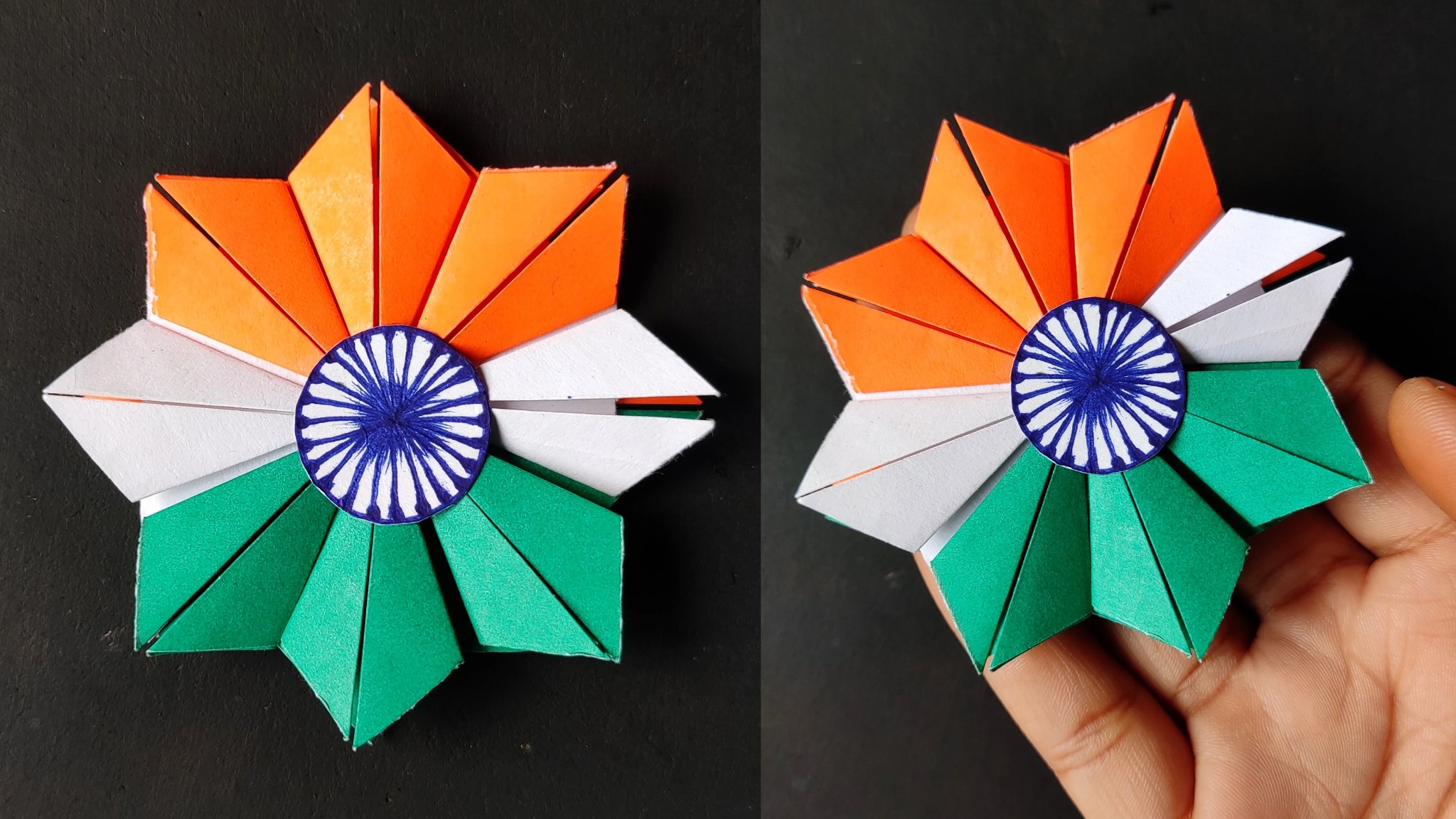 tricolour paper flowers