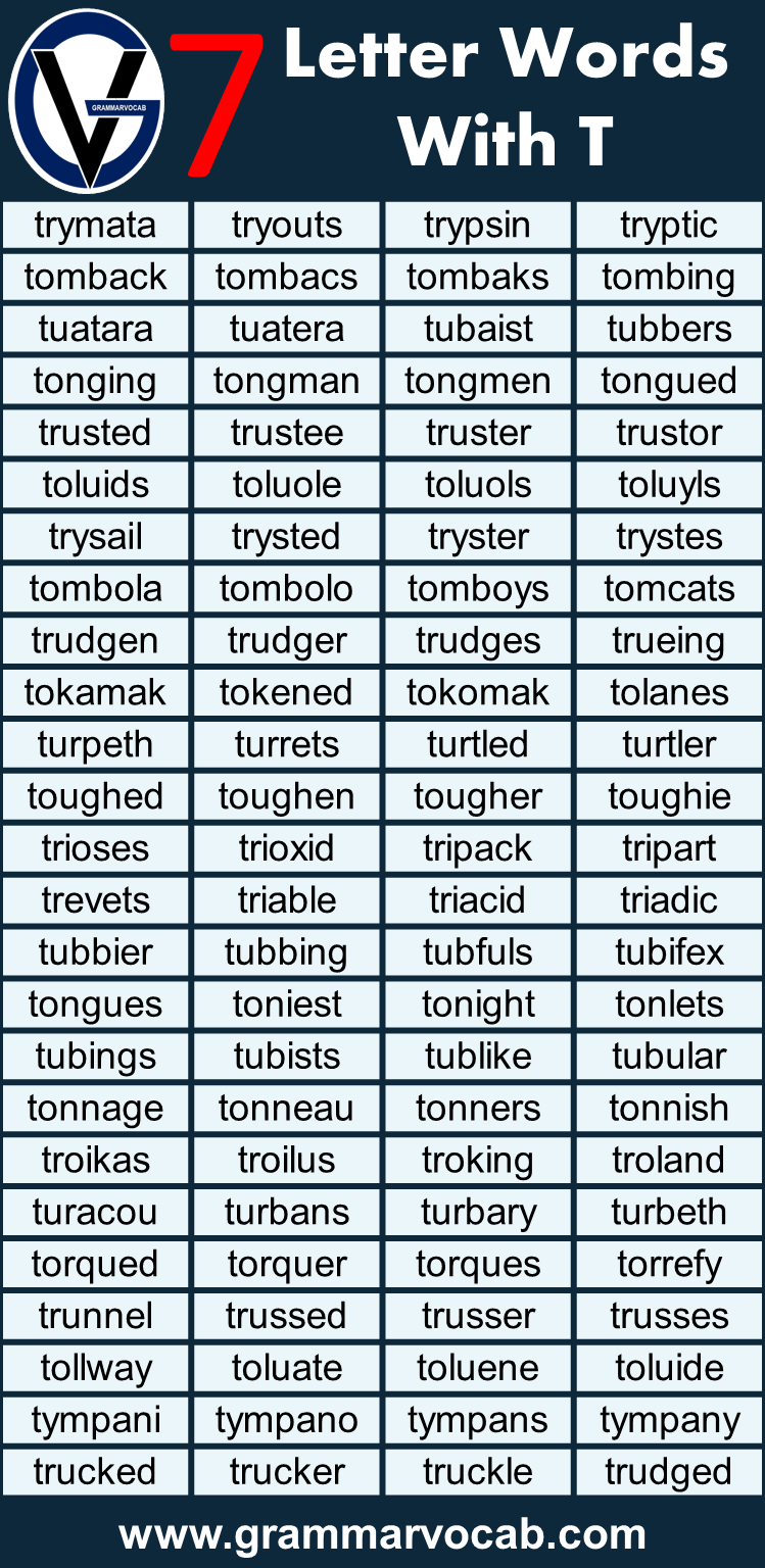 seven letter words starting with t