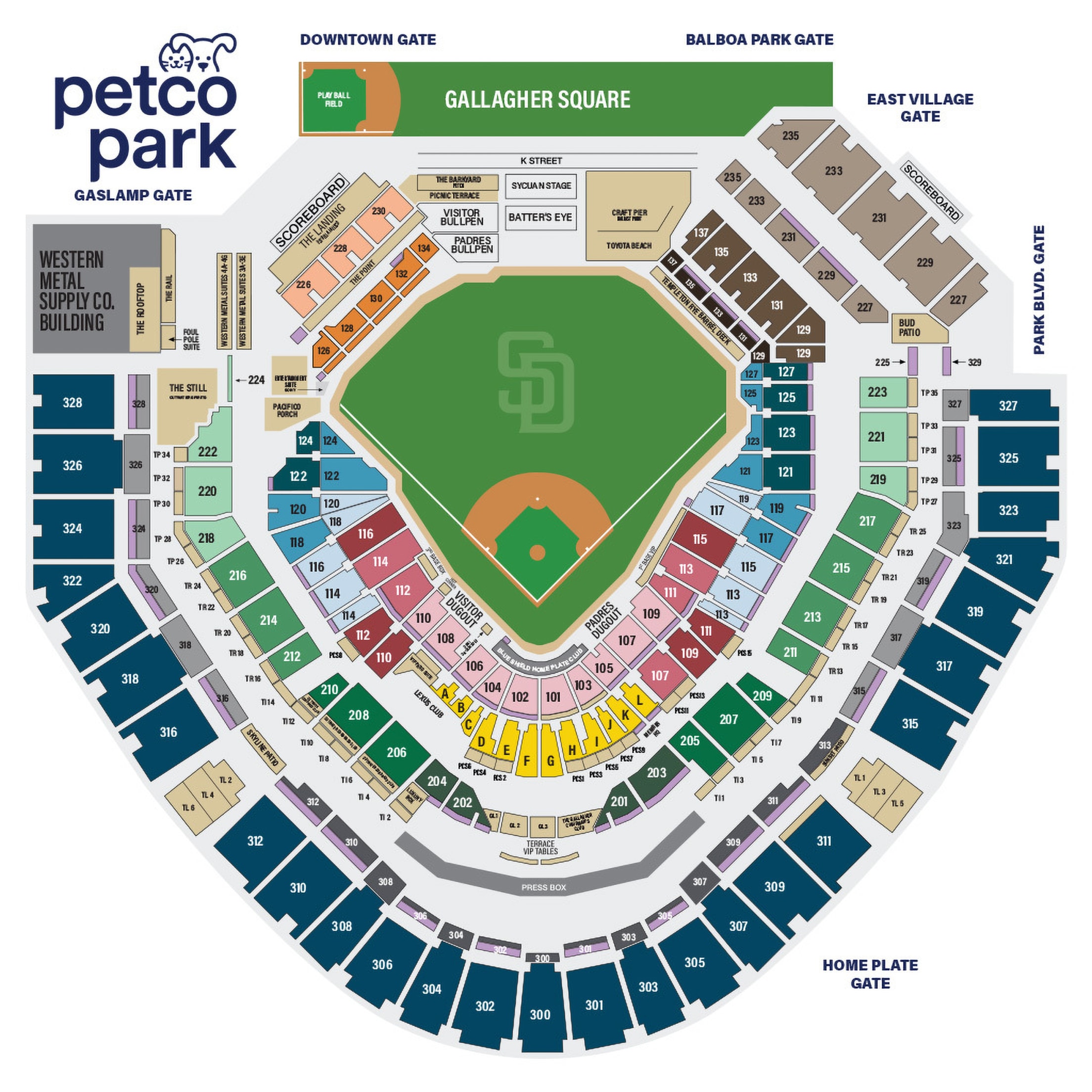 petco park san diego seating chart