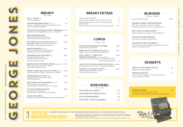 george jones eatery menu