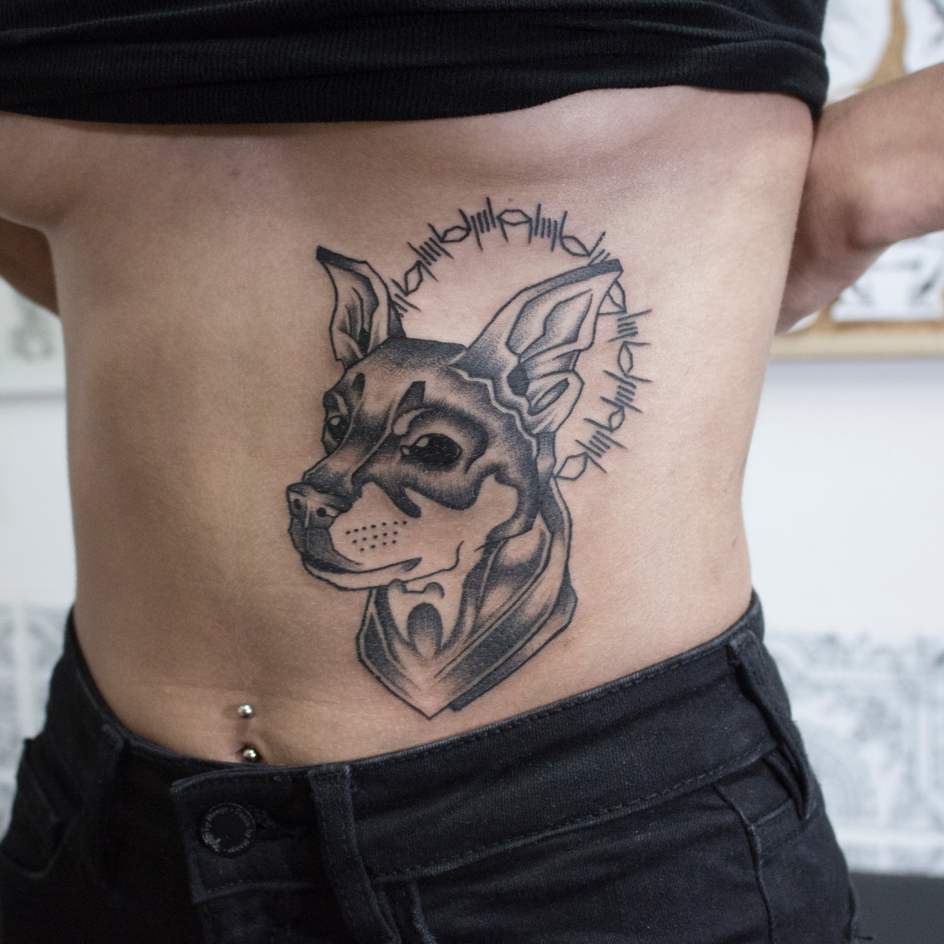 angry dog tattoo