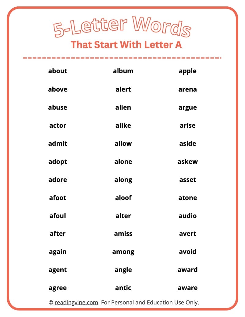 five-letter word that begins with a