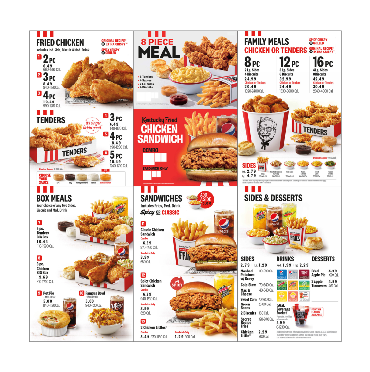 kentucky fried chicken menu prices