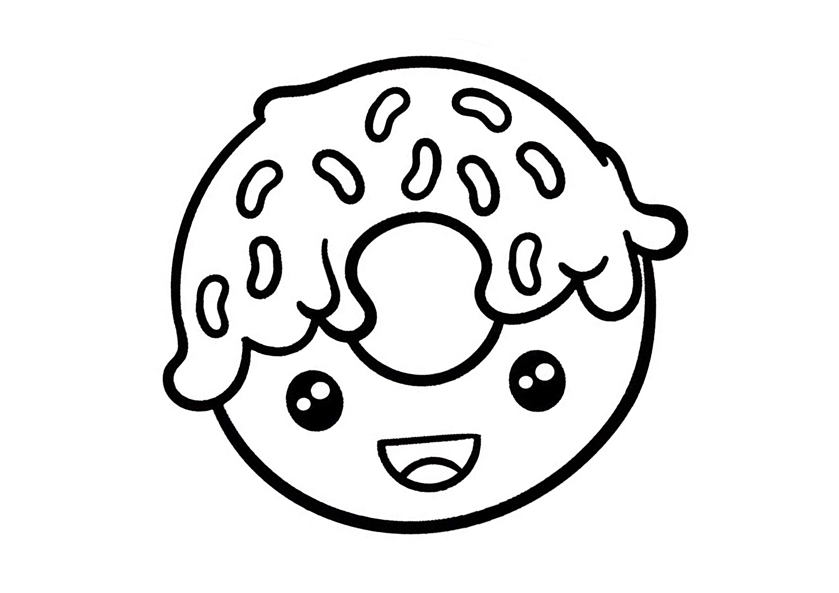 donut kawaii para colorear