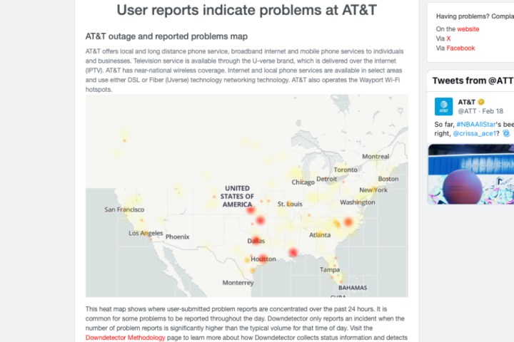 at&t outage map