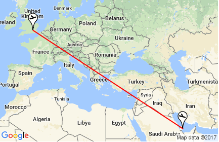 doha to london flight duration