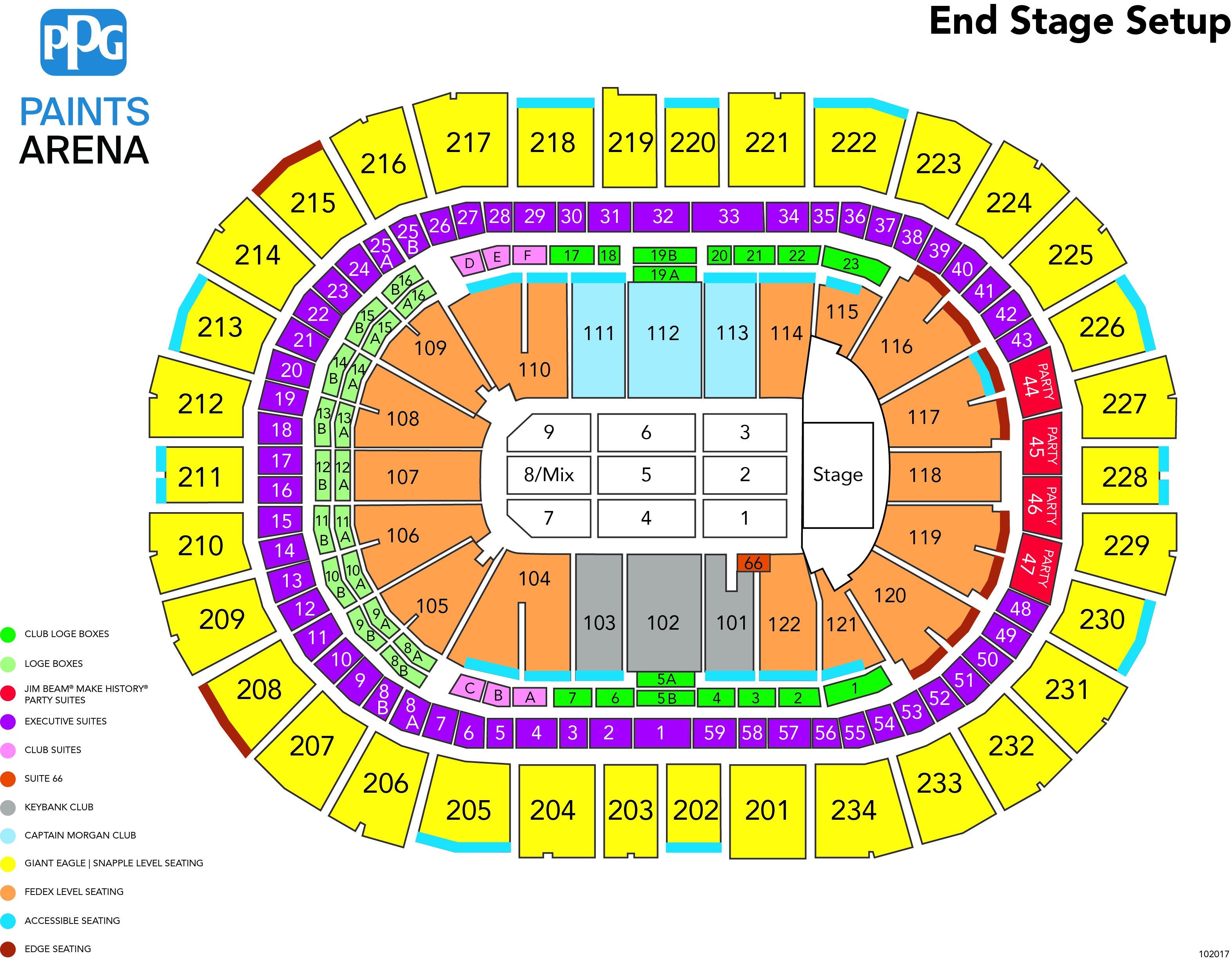 ppg paints arena seating chart