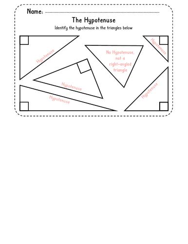 find the hypotenuse of a right triangle worksheet