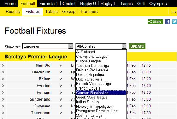 bbc sport football fixtures