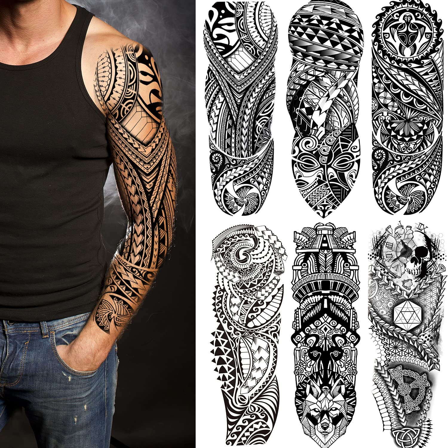 full sleeve tribal tattoo