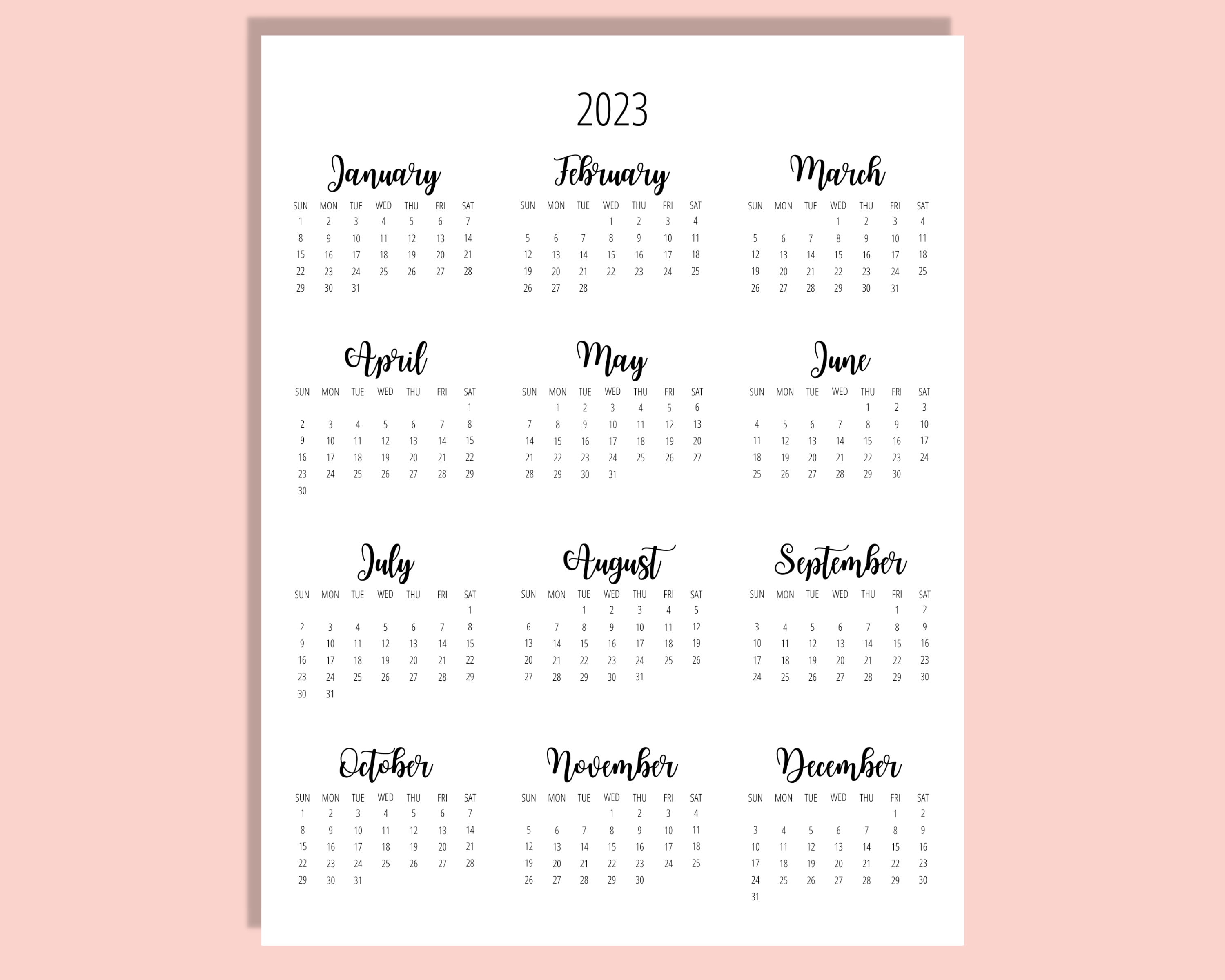 year calendar template