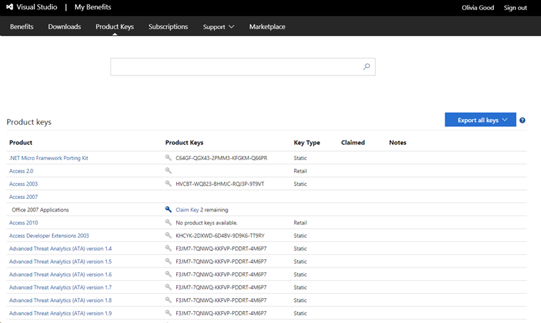 msdn keys windows 10