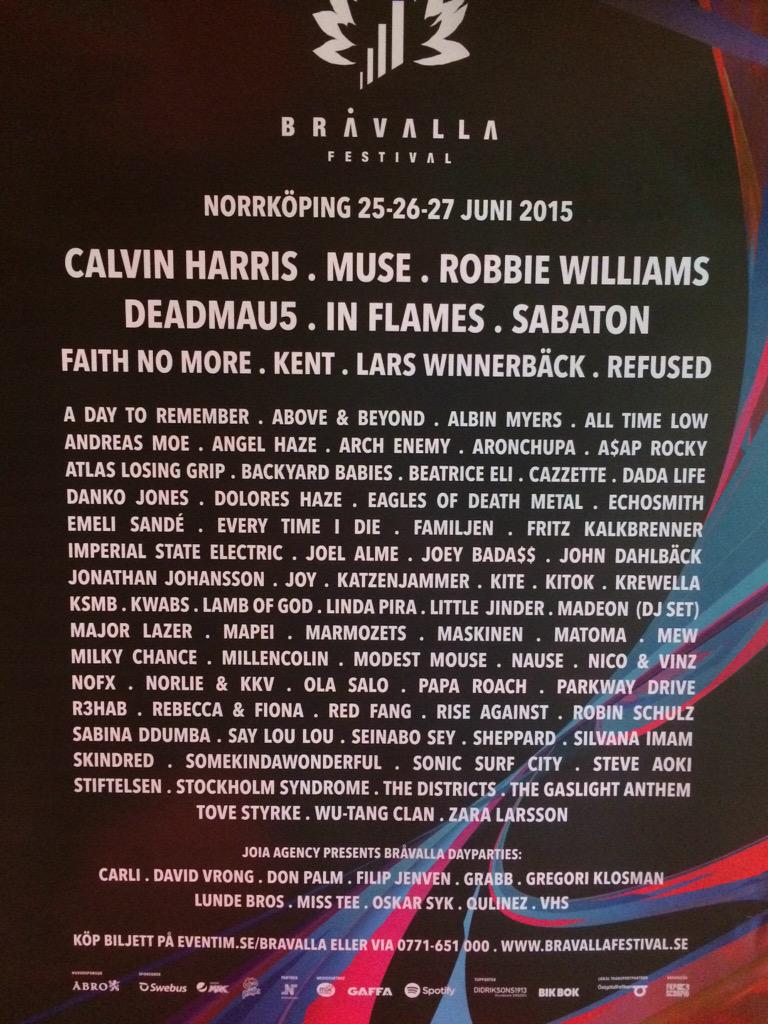 bråvalla festival 2015 lineup