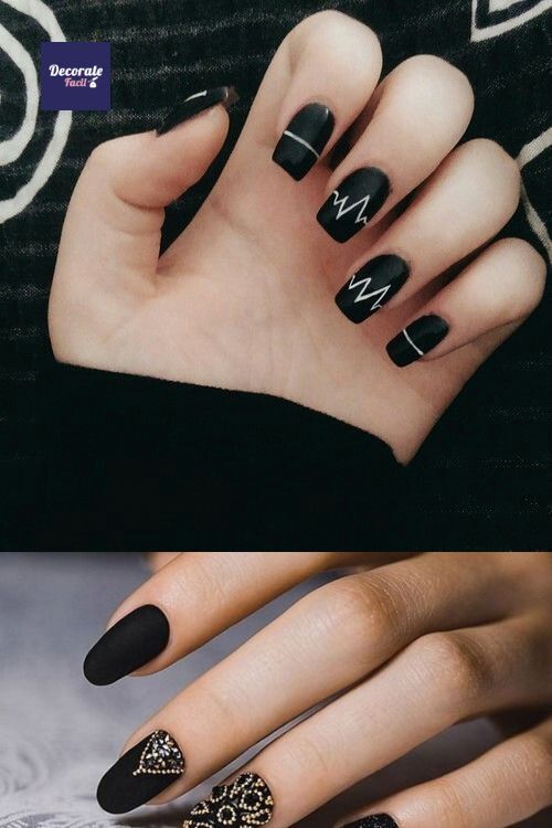 modelos de uñas en negro