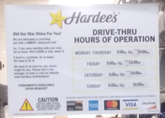 hardees hours