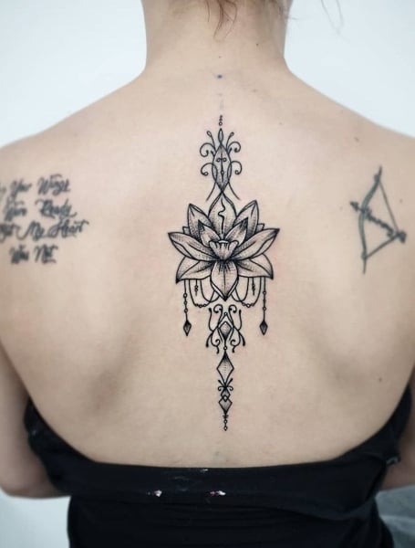 lotus back tattoo