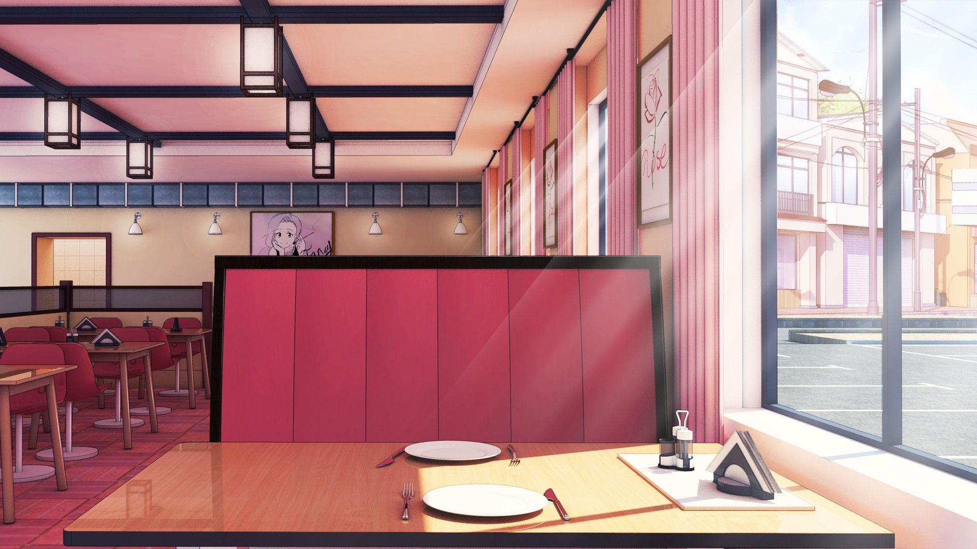 anime cafe background