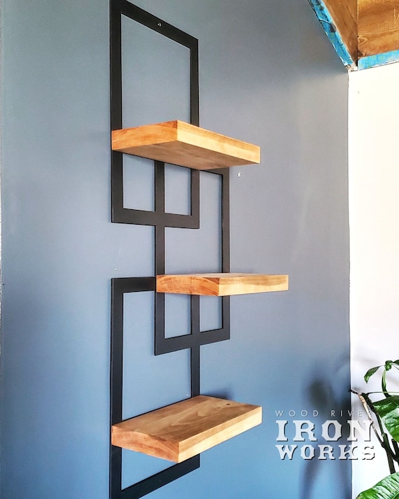 3 staggered floating shelves