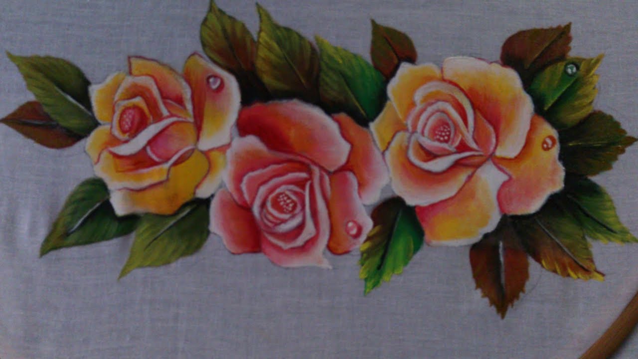 rose fabric painting designs