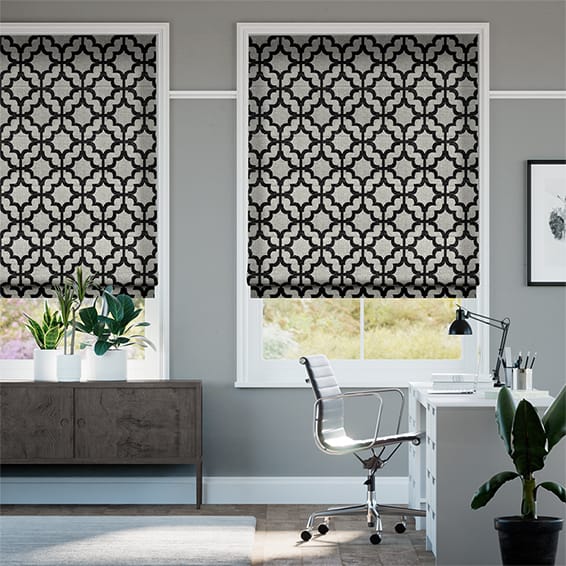 black roman shades