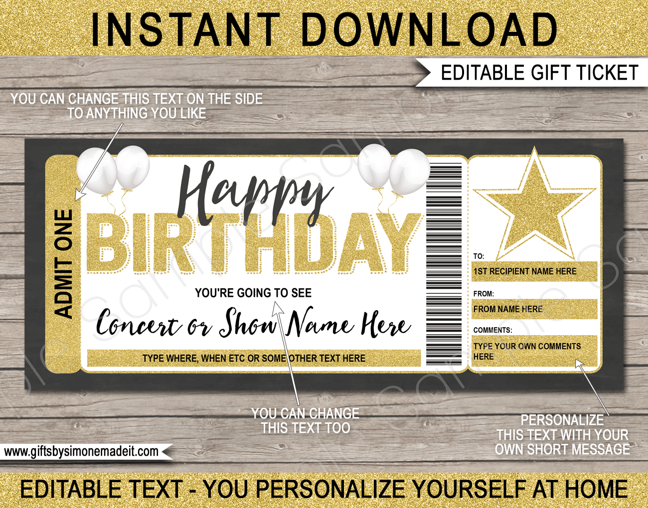 birthday concert ticket template free