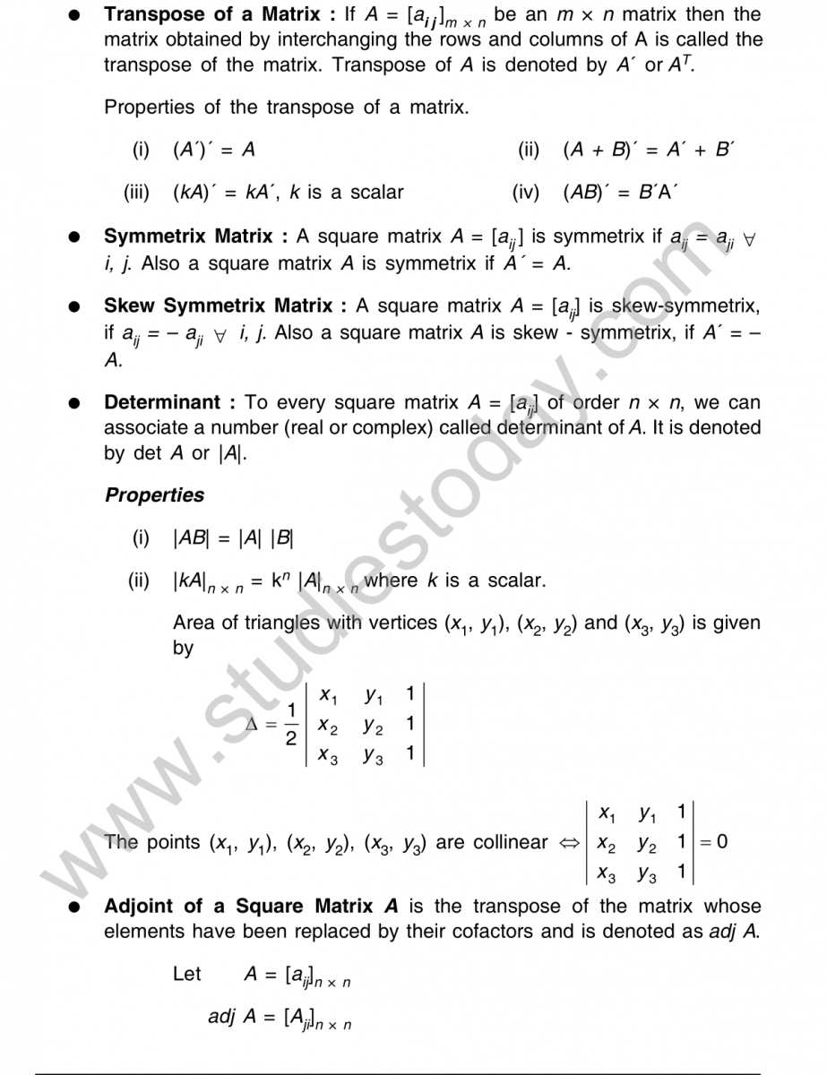 matrices and determinants class 12 worksheets