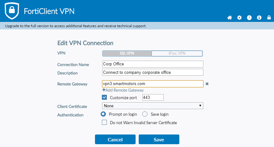 vpn client fortinet