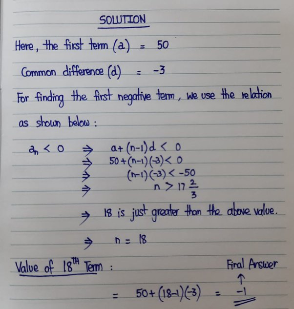 find the first negative term of an ap