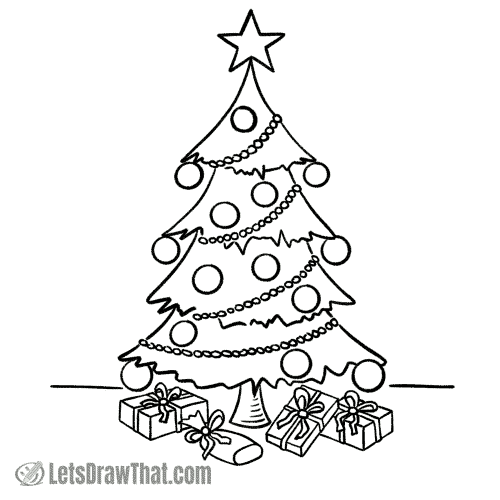 christmas tree drawing outline