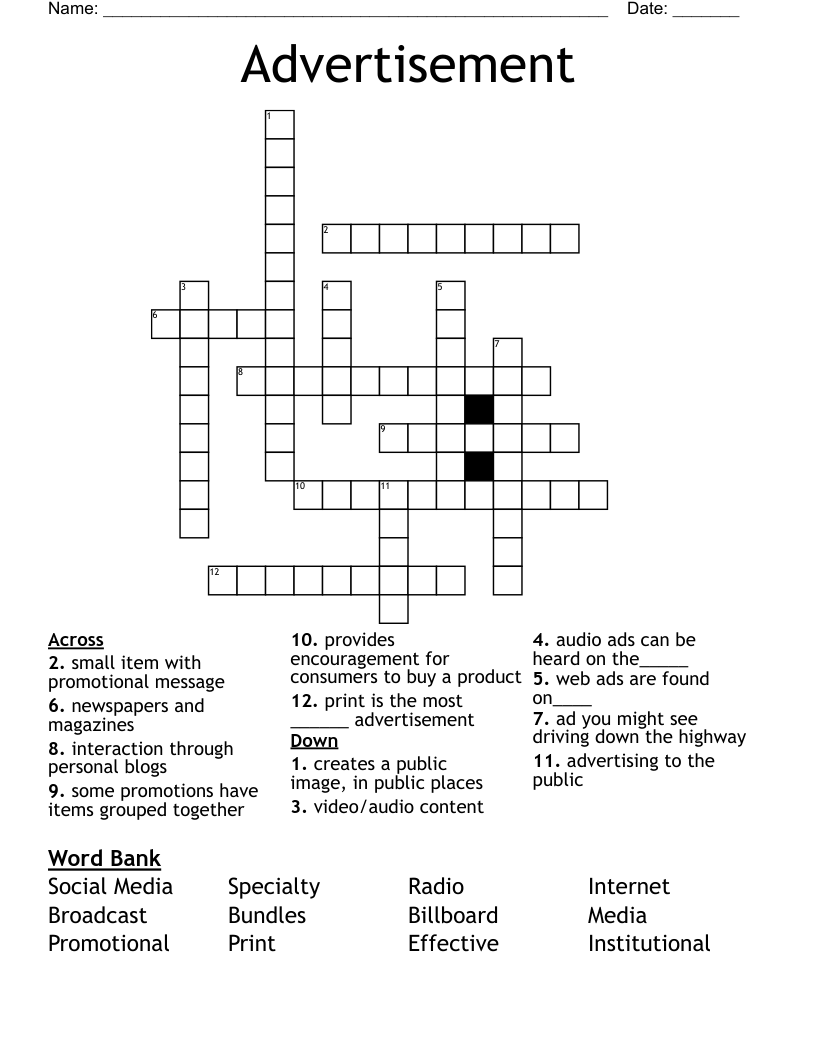 teaser ad crossword clue