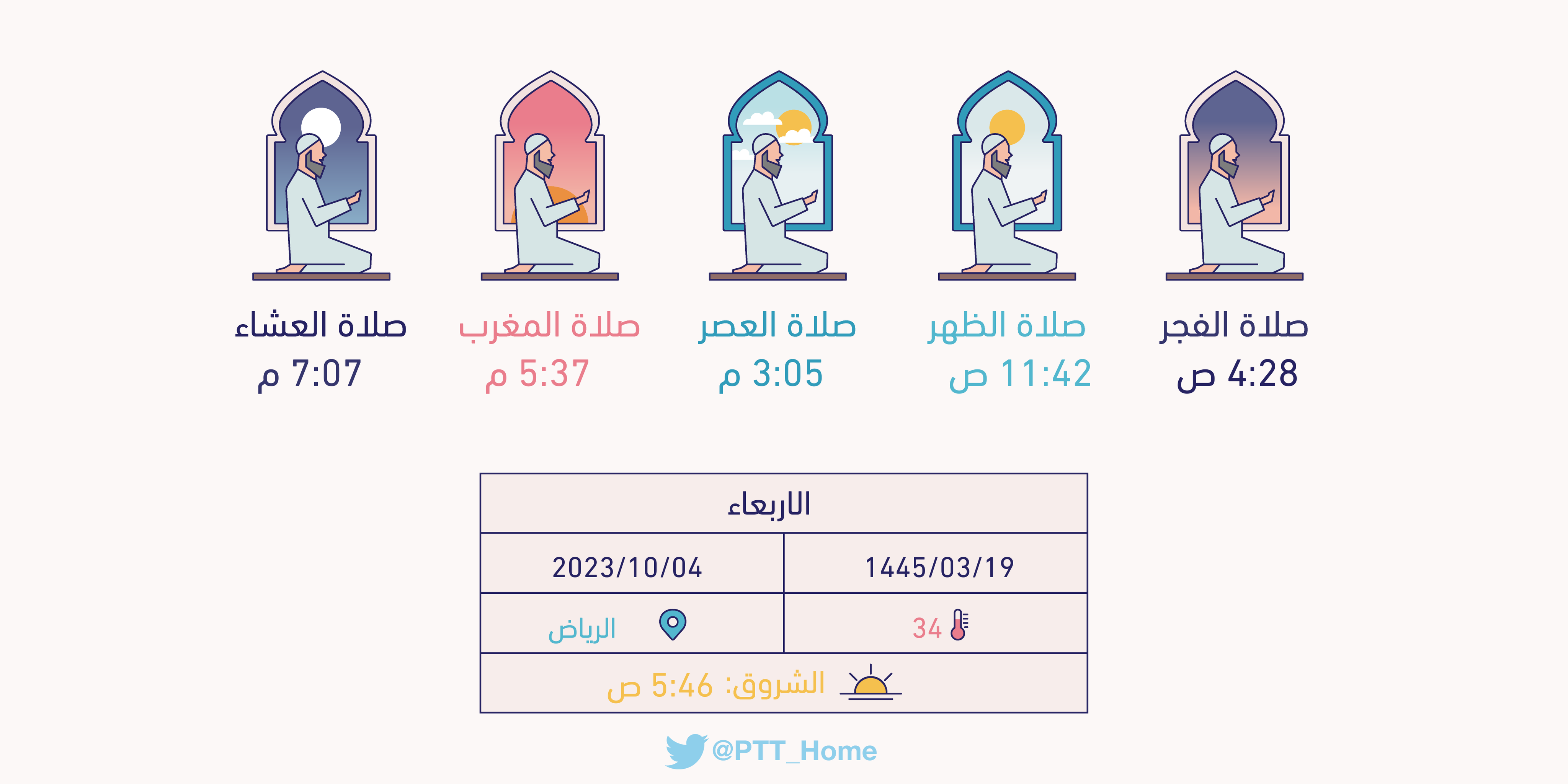 مواقيت الصلاه في الرياض