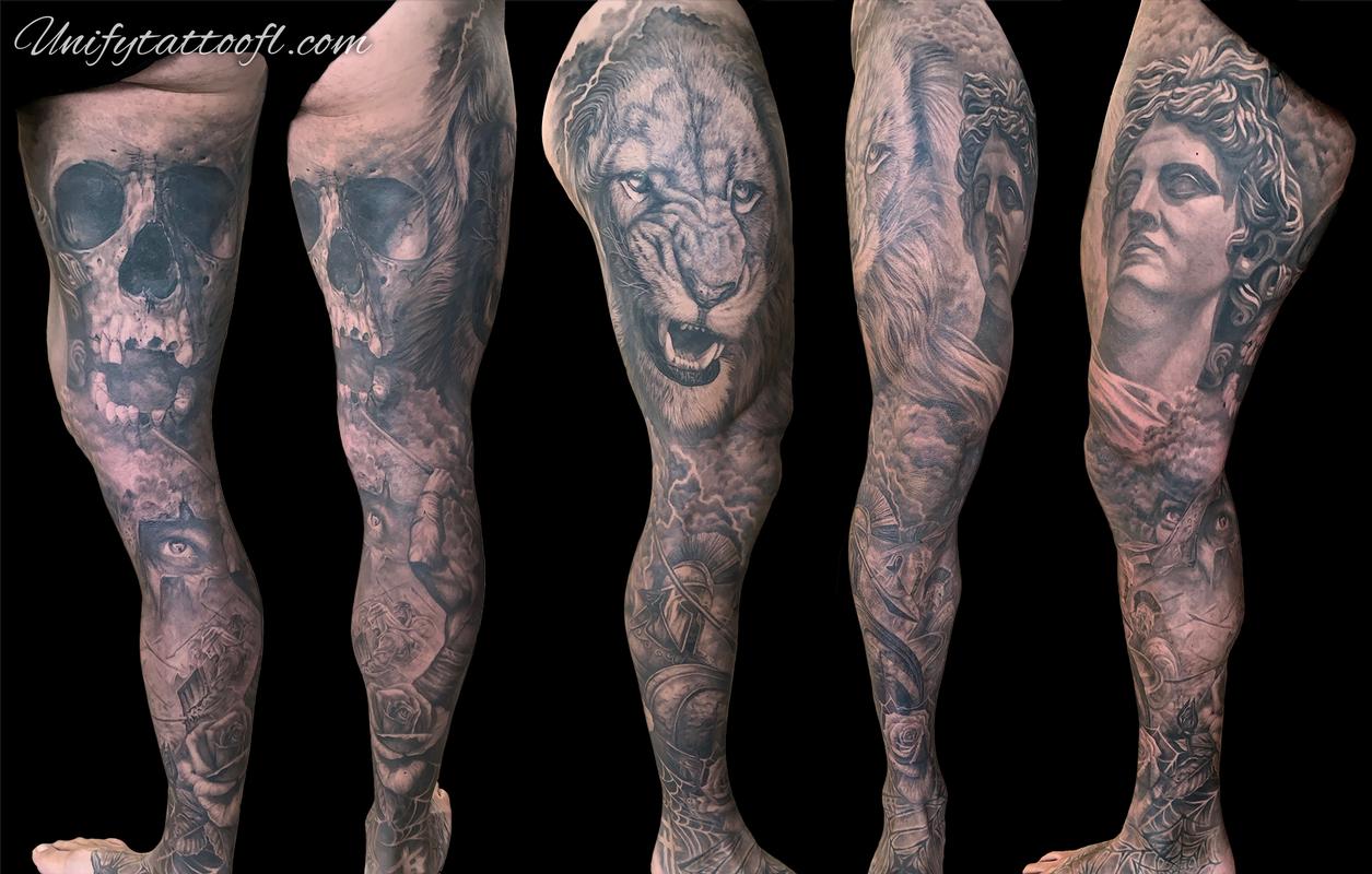 warrior tattoo leg