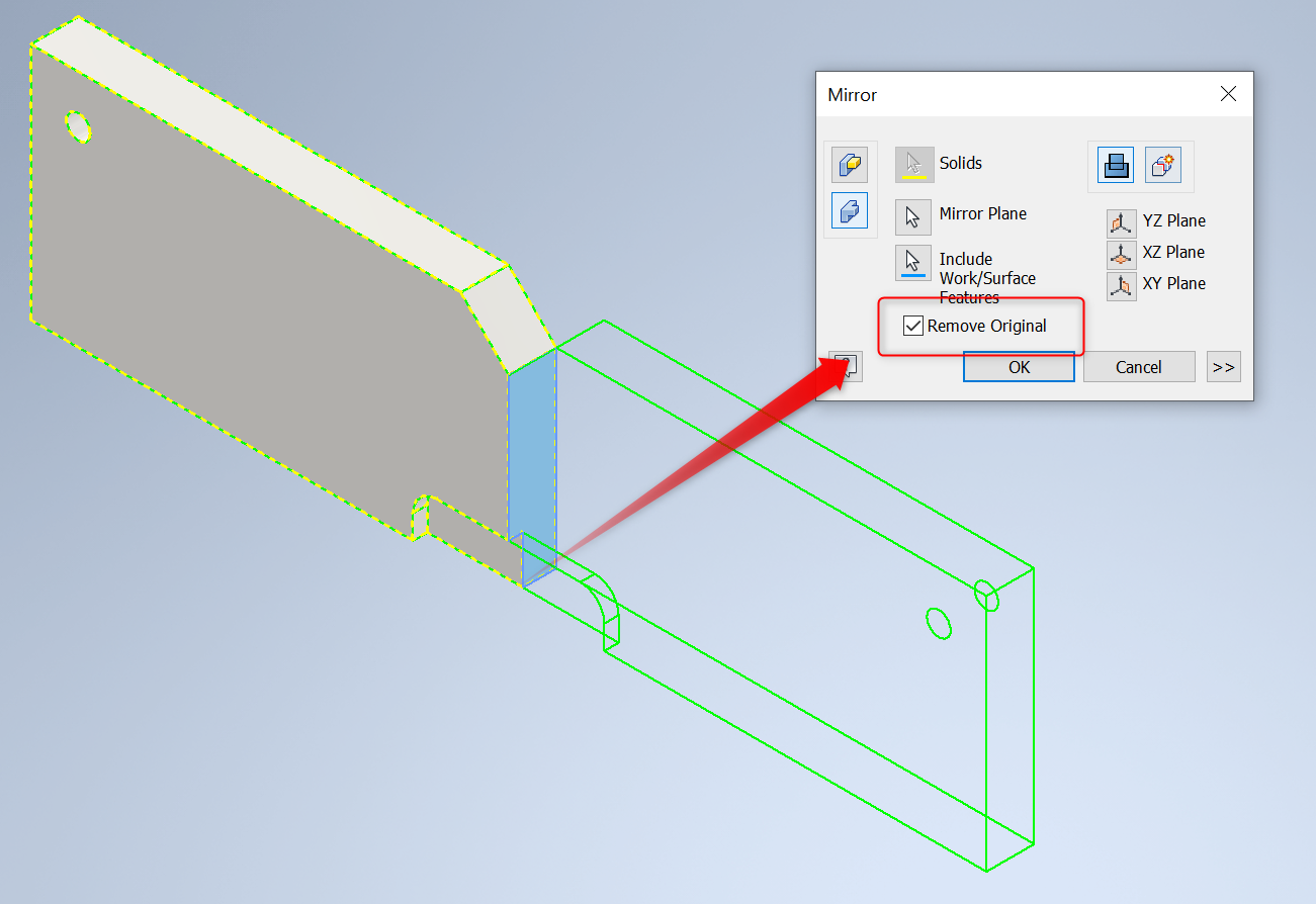 solidworks make mirrored part independent