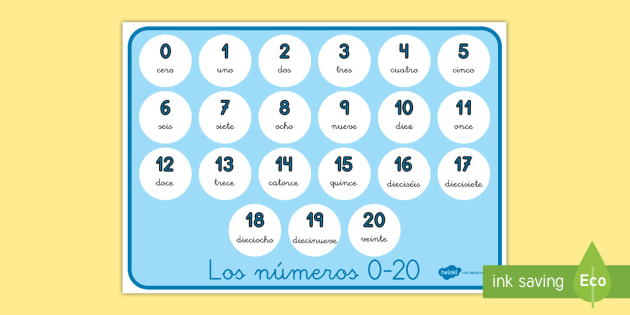 spanish numbers 1-20