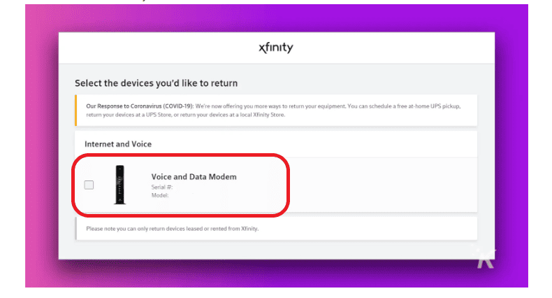 xfinity ups return