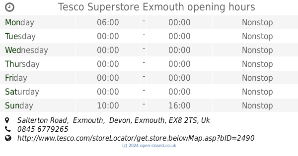 tesco opening times tomorrow