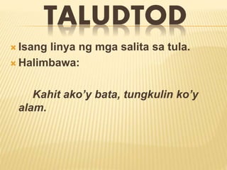 halimbawa ng taludtud