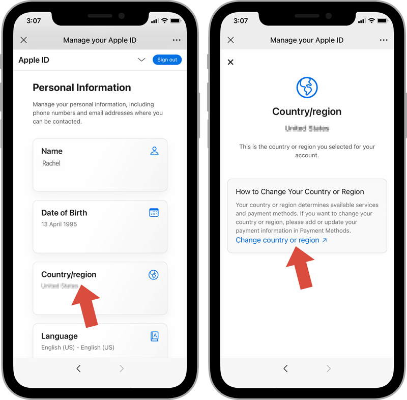 how to change apple id location