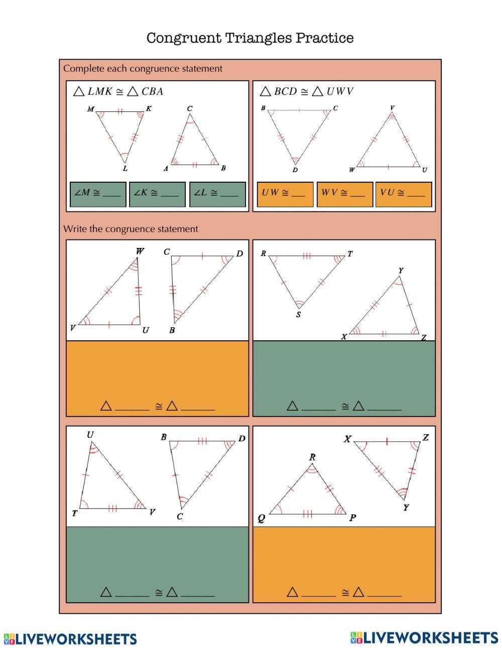 triangle congruence postulates worksheet