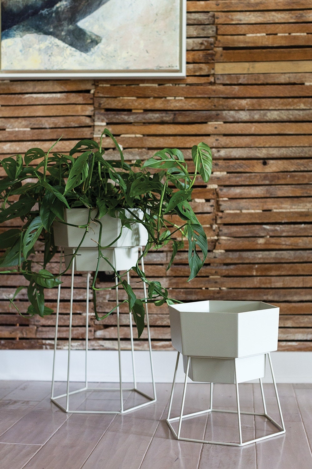 geometric planter stand