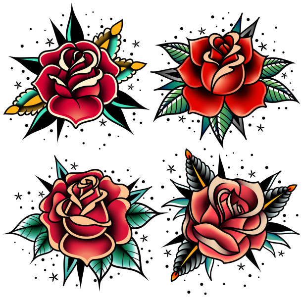 flores tradicional tattoo