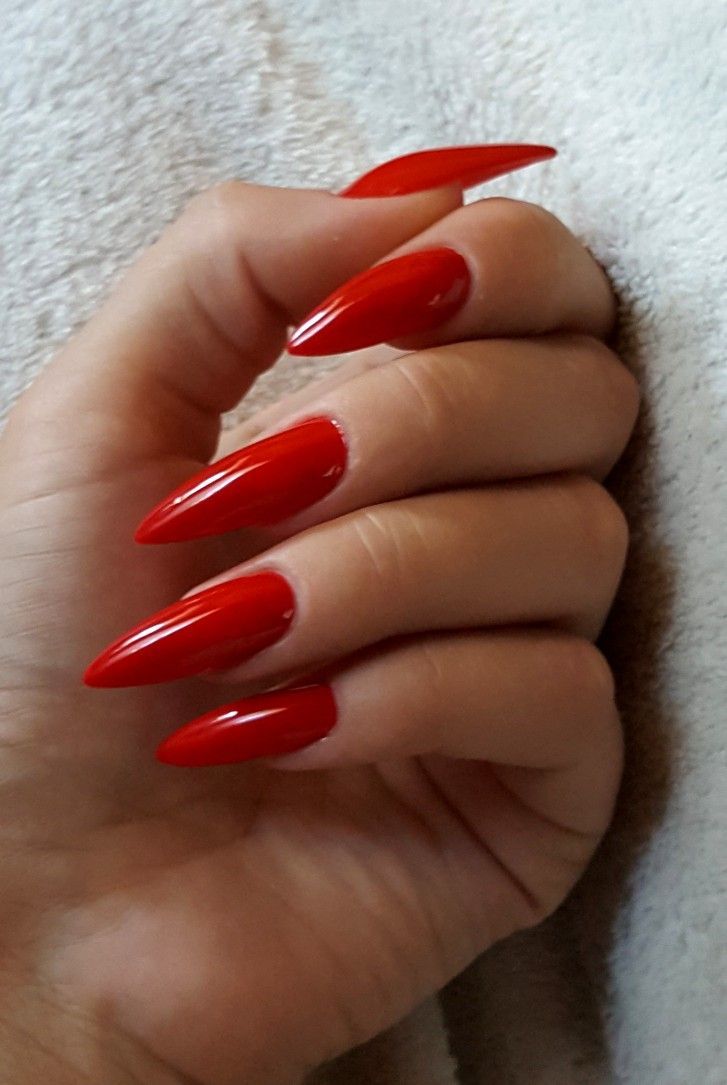 pointed red nails