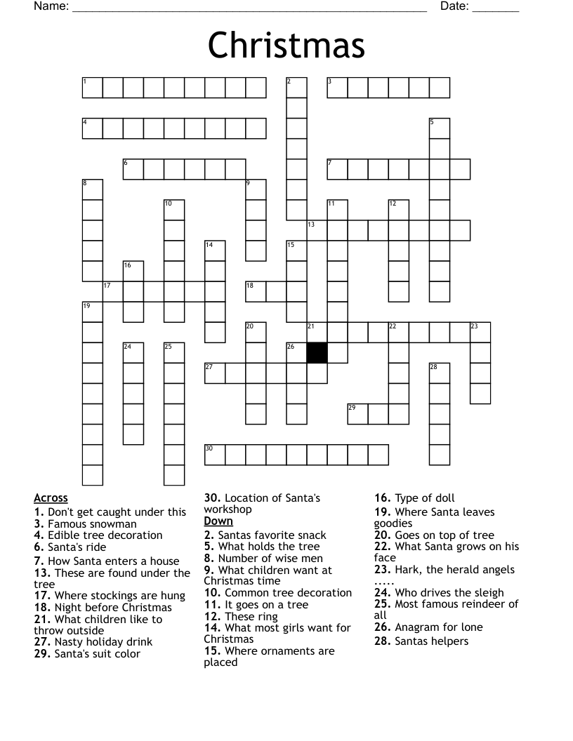 down under holiday crossword clue