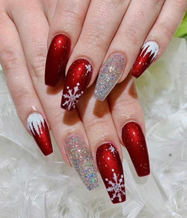 xmas acrylic nails