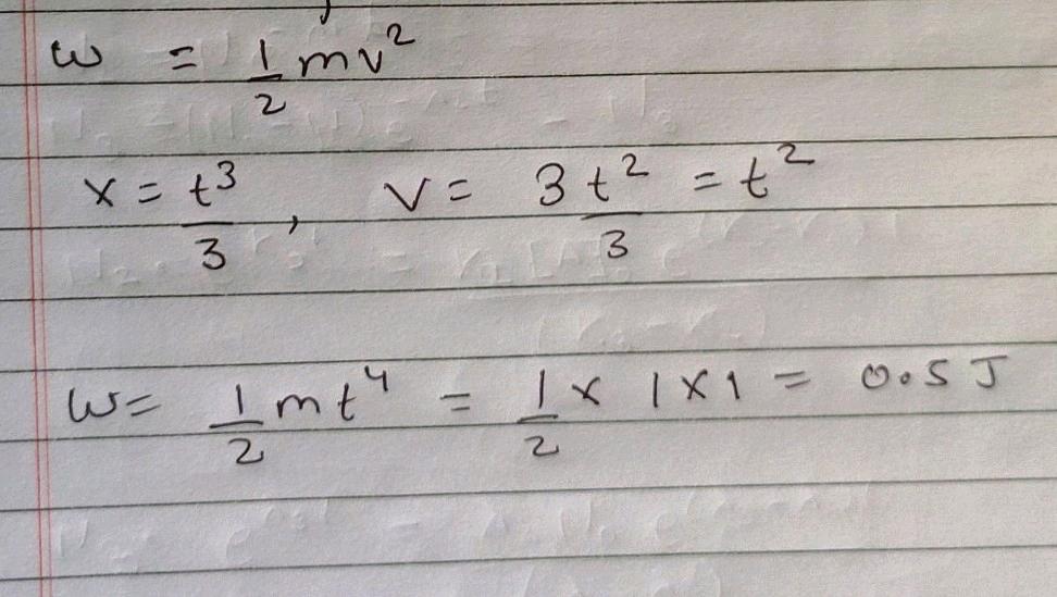 the displacement x of a body of mass 1kg