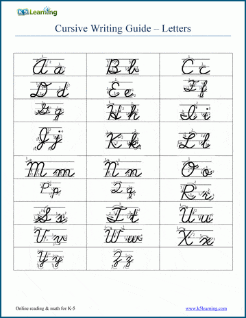 alphabet letters in cursive writing